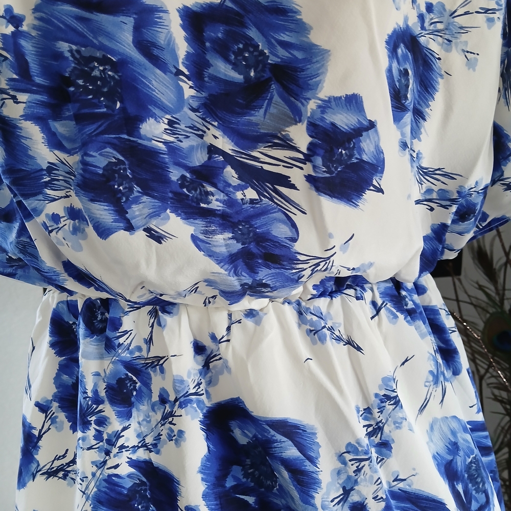 Alice + Olivia Blue Floral Midi Dress - Picture 6 of 12